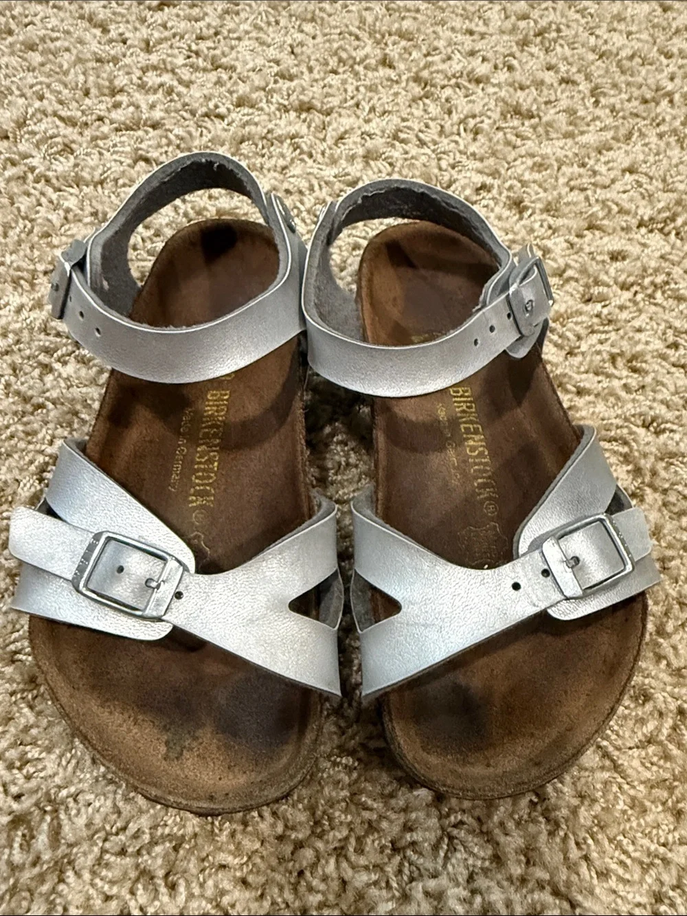 Birkenstock Rio Kids Birko Flor Sandals Silver Size 29 / 11 or 11.5